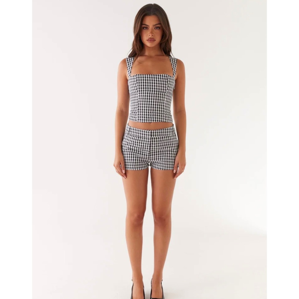 Peppermayo Clayton Tailored Shorts - Black Gingham size 6 NWT